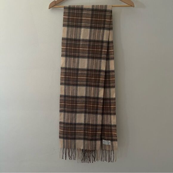 Elgin Scarf Cashmere Lambswool Tartan Plaid Made in Scotland Classic Neutral - Picture 1 of 5